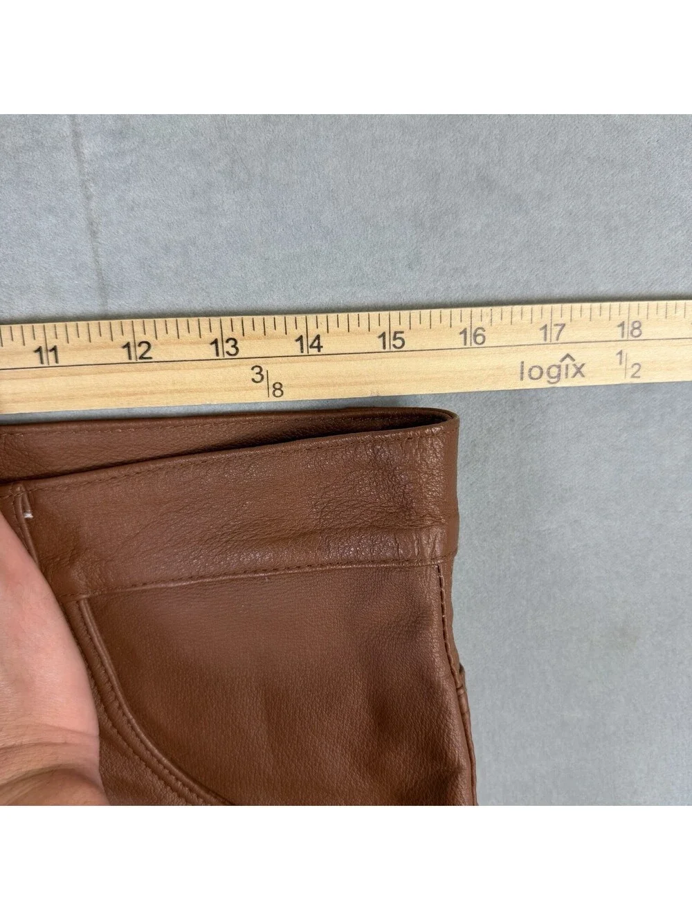 VTG International Male Leather Pants Mens 32x32 Brown Straight Leg Lined Jeans